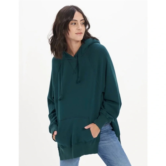 american eagle oversized hangout hoodie boho slouchy deep turquoise size s - Picture 1 of 7